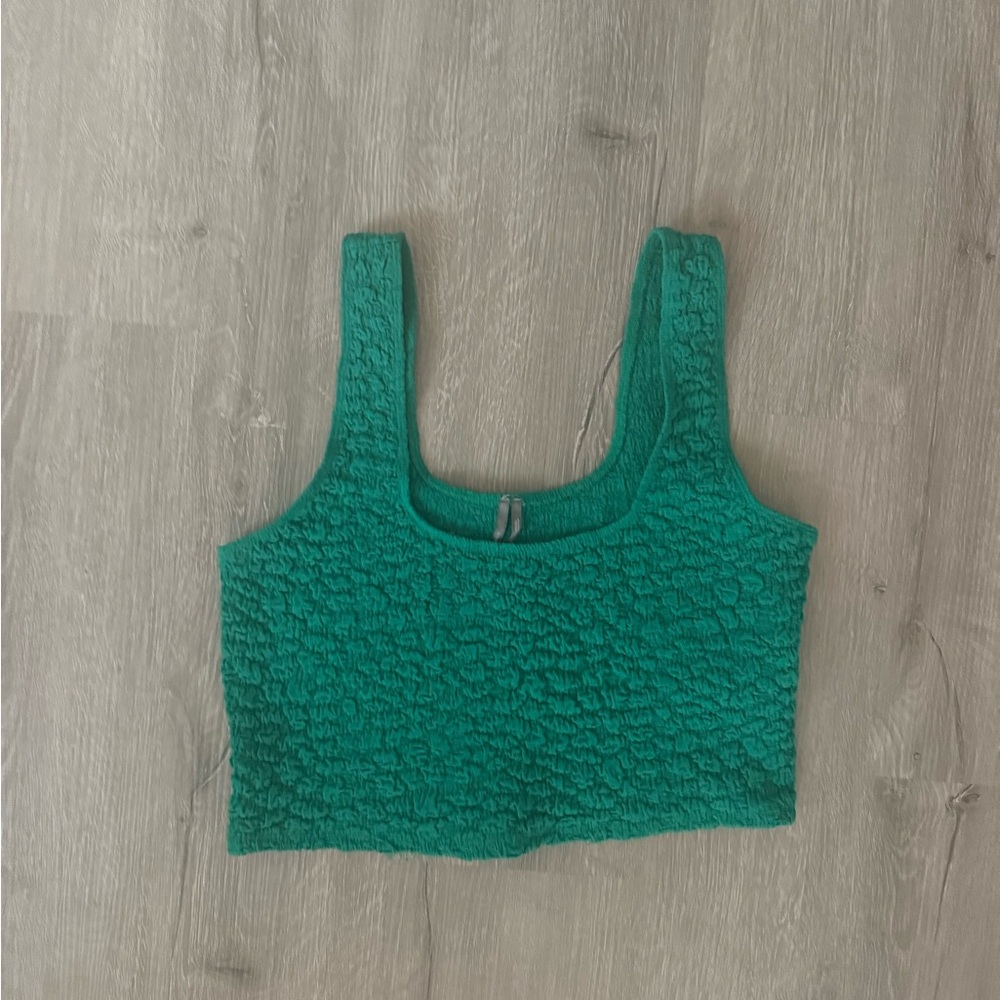 Anthropologie Green Textured Crop Top Tank M